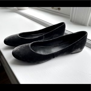 Jil Sander Black Velvet Ballet Flats - Size 39.5